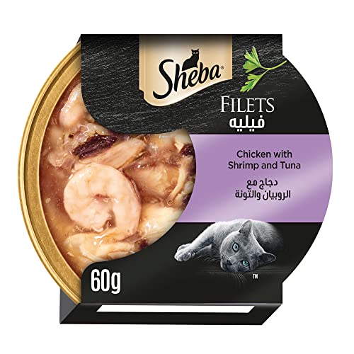 SHEBA Ciotola filetti di pollo con gamberetti, 16 bustine da 60 g