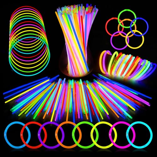 UooEA Bastoncini Luminosi Fluo 100 Pezzi con Connettori