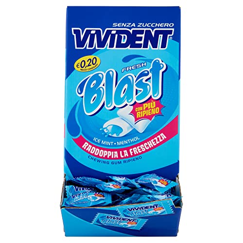Vivident Fresh Blast Chewing Gum Ripieno Senza Zucchero Gusto Menta Confezione da 200 Gomme