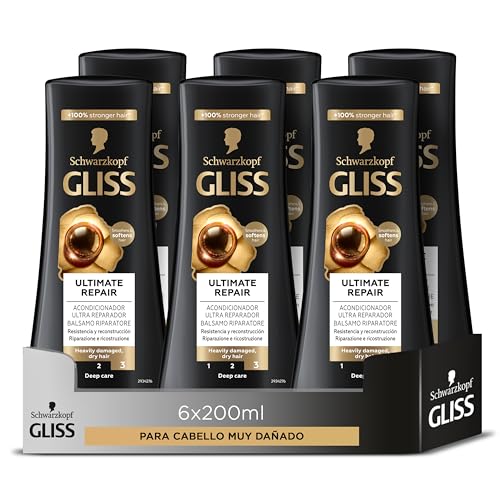 Schwarzkopf Gliss Ultimate Repair Balsamo Riparatore 200ml con Keratina Liquida, Confezione da 6