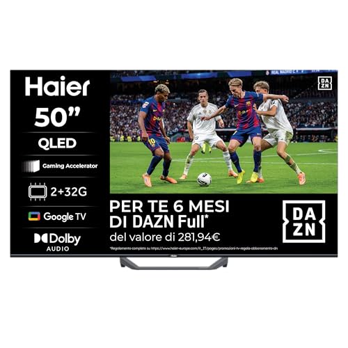 Haier Smart TV 50" QLED 4K Ultra HD S81 Series con Google TV e Dolby Audio