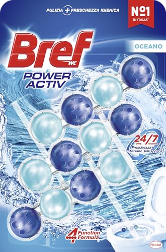 Bref WC Power Activ Ocean Pastiglie Igienizzante Bagno, 3 Pezzi