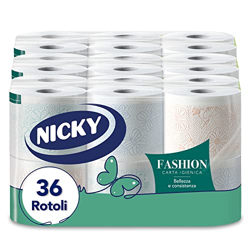 Nicky Fashion Carta Igienica 4 Veli Profumata al Talco, 36 Rotoli
