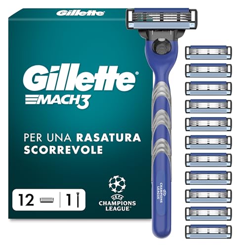 Gillette Mach3 Regolabarba Uomo, 1 Manico e 12 Lamette 3 Lame
