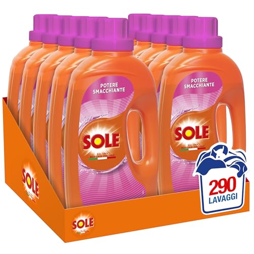 Sole Detersivo Lavatrice Liquido Potere Smacchiante 290 Lavaggi, Formula Igienizzante