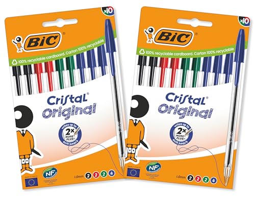 BIC Cristal Original Penne a Sfera Punta Media, 20 Penne