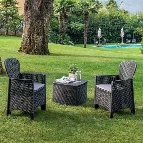 Dmora Napoli Set salotto da esterno 2 poltrone e tavolino contenitore
