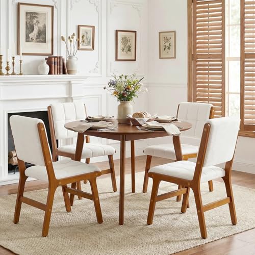 Ckaff Set 4 Sedie da Pranzo in Lino Beige