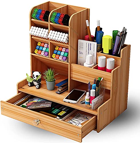 Vikmyer Portamatite in Legno Organizer da Scrivania con Cassetto