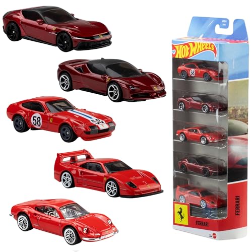 Hot Wheels Confezione da 5 Ferrari in Scala 1:64