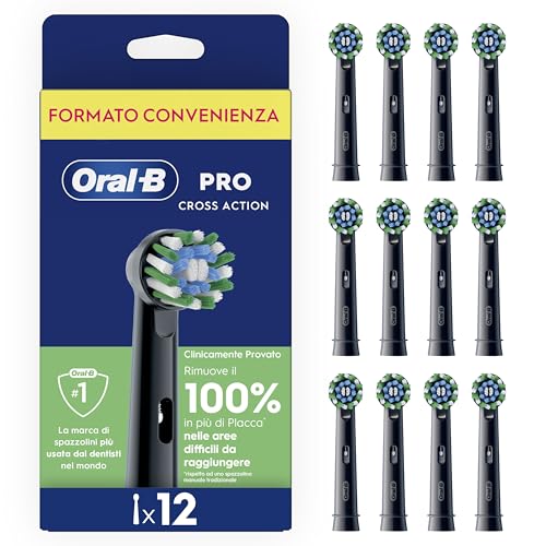 Oral-B PRO Cross Action Testina di Ricambio Nera, 12 pezzi