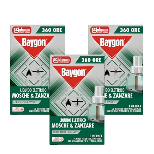 Baygon Liquido Elettrico Antizanzare, Tripla Ricarica 360 Ore