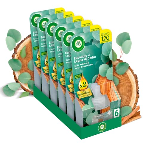 Air Wick Diffusore Elettrico Oli Essenziali Eucalipto e Legno di Cedro, 6 Ricariche