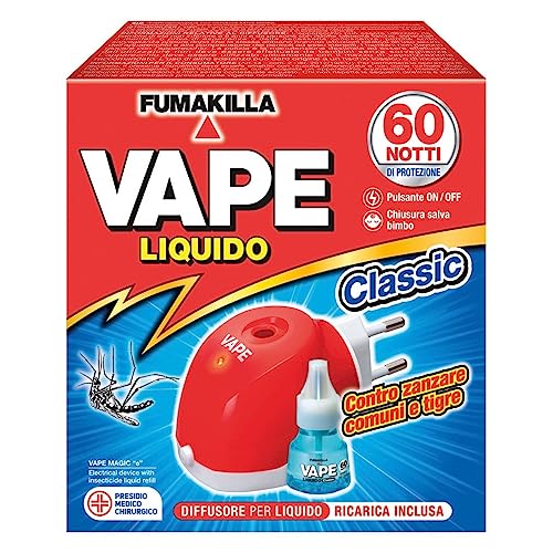 VAPE Diffusore Antizanzare Elettrico con Ricarica Liquida 60 Notti, 30ml