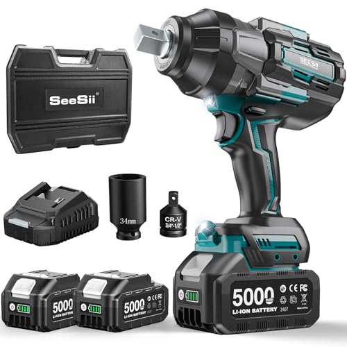 Seesii Avvitatore a Impulsi 1800Nm 3/4" Brushless 10000mAh con 2 Batterie