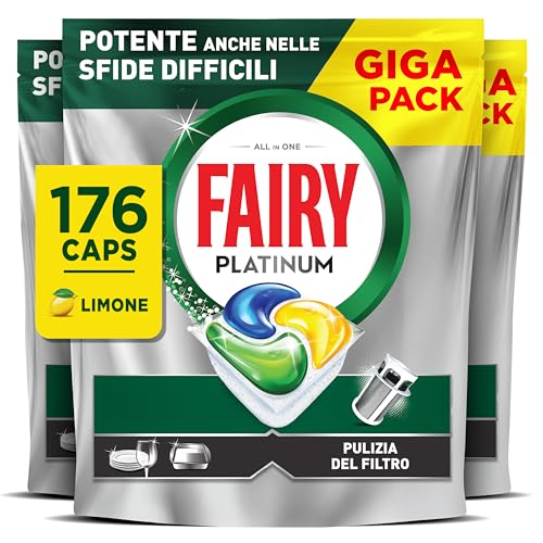 Fairy Platinum Pastiglie Lavastoviglie Plus Brillantante, 176 Capsule, Limone