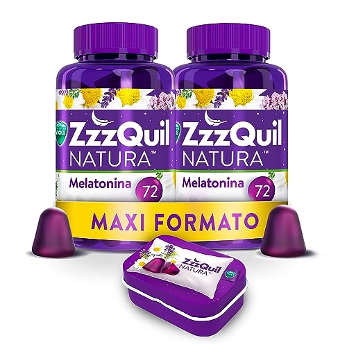 ZzzQuil Natura Integratore con Melatonina, Valeriana e Camomilla, 2x72 Gommose Gusto Frutti di Bosco