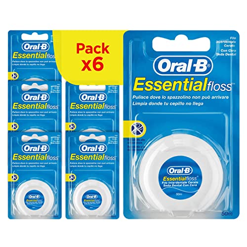 Oral-B Essentialfloss Filo Interdentale Cerato Menta, 6 Confezioni da 50m