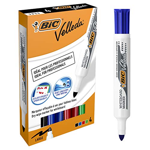 BiC Velleda 1711 Pennarelli per Lavagna Magnetica, 4 pezzi