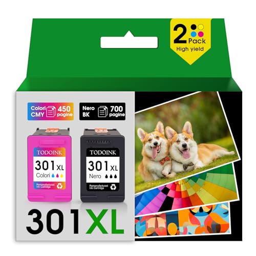 TODOINK 301XL Nero e Colore Cartucce d'inchiostro (2 Pack)