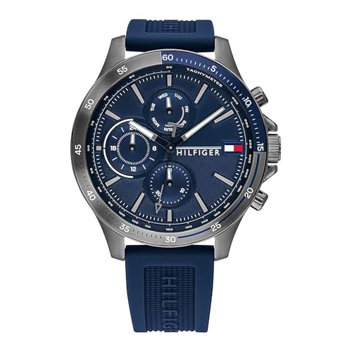 Tommy Hilfiger Orologio Analogico Multifunzione al Quarzo da Uomo con Cinturino in Silicone