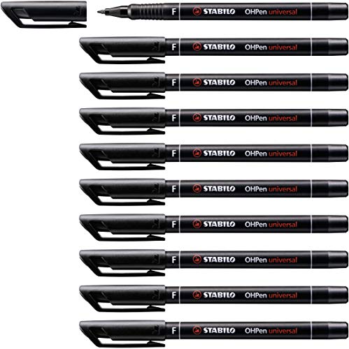 STABILO OHPen Universal Permanente Tratto Fine 0,7 mm Confezione da 10 Nero