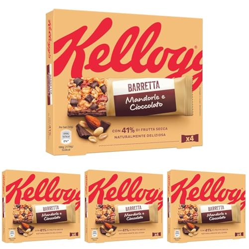 Kellogg's Barretta Mandorle e Cioccolato, 128g (Confezione da 4)