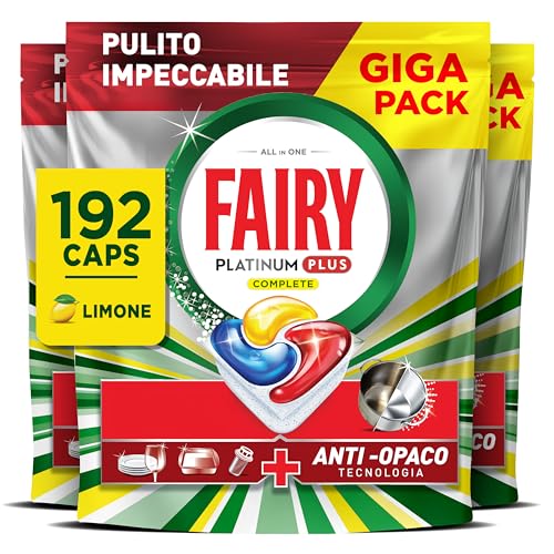Fairy Platinum Detersivo Pastiglie Lavastoviglie Plus Complete, 192 Capsule