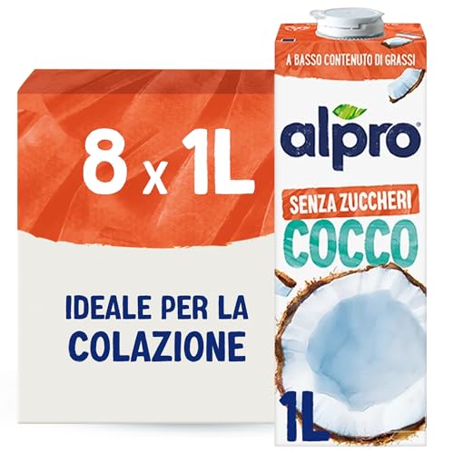 Alpro Bevanda al Cocco Senza Zuccheri, 8 confezioni da 1 Litro
