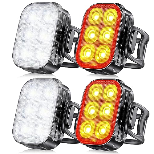 Glangeh 2 Set Luci Bicicletta LED USB Ricaricabile Impermeabile IP65