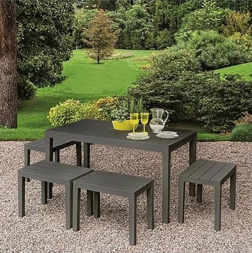 Dmora Sanremo Set Salotto da Esterno con Tavolo e 4 Panchine